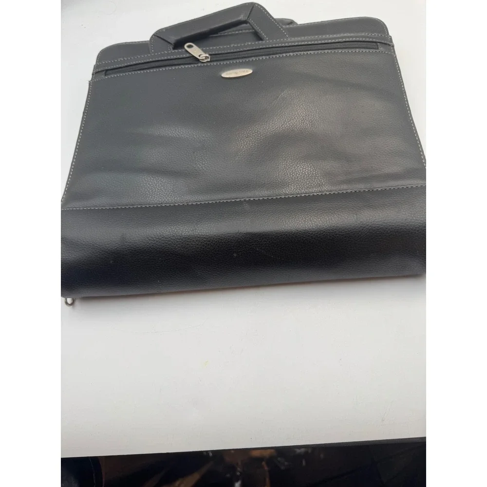 Samsonite Black Faux Leather 3 Ring Binder Portfolio Briefcase with Calculator